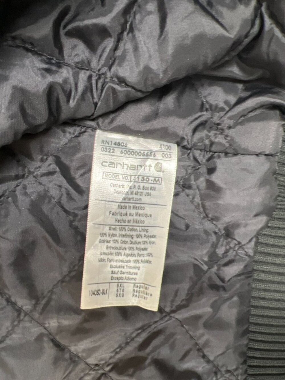 Carhartt Men 5XL Black J130 Loose Fit Quilted Lined Canvas Active Jacket - Picture 3 of 8